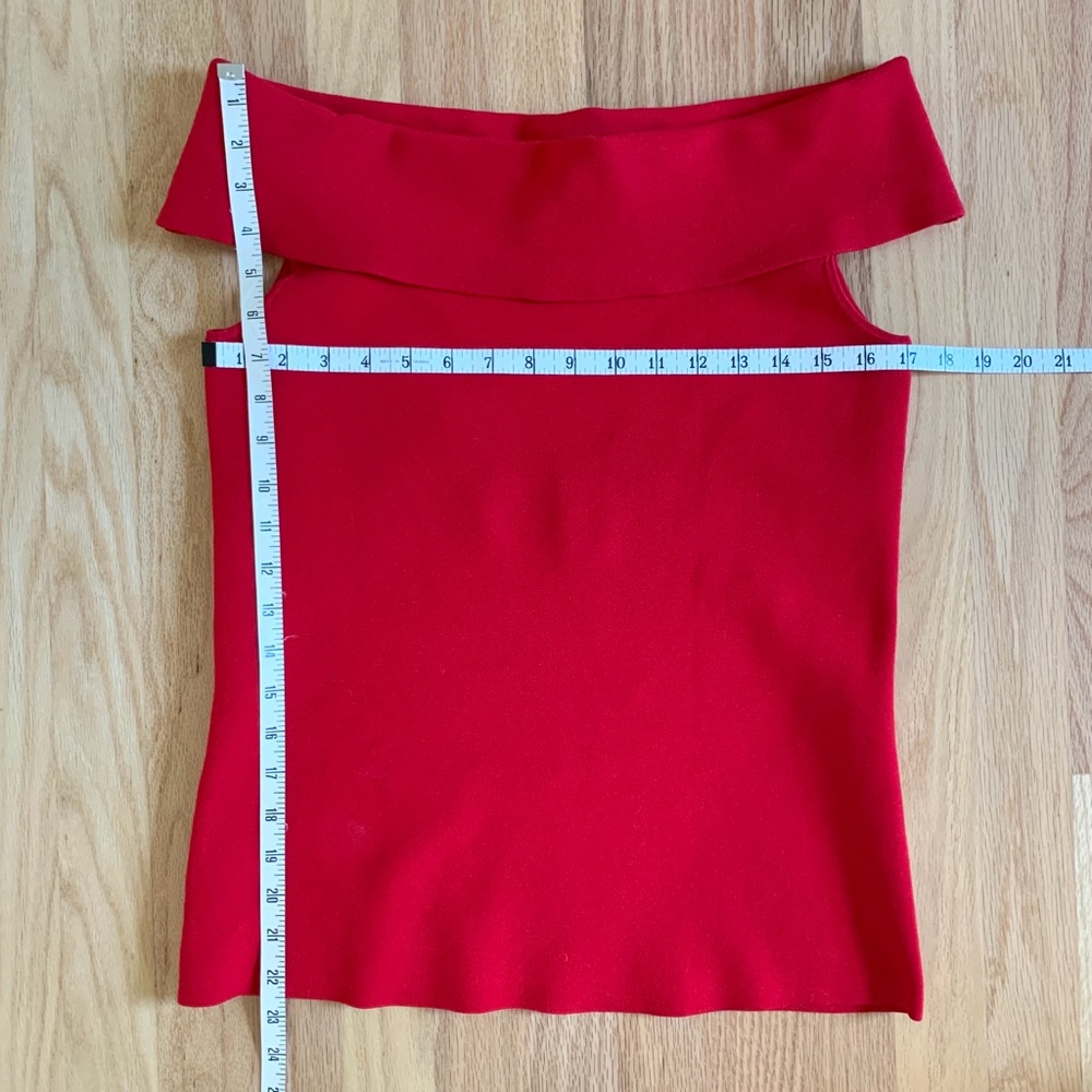 Ann Taylor red knit off the shoulder top - Picture 13 of 16